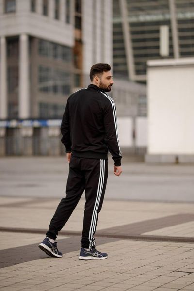Мужской спортивный костюм Adidas черный Комплект Адидас Кофта на змейке Штаны Мой-51 2 фото