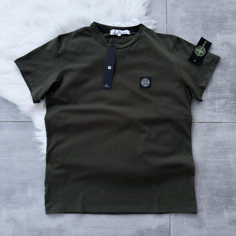 Чоловіча футболка Stone Island хакі з патчем Теніска Стон Айленд Мой-128|Хар-845 (коп2) фото