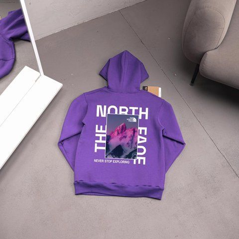 Мужское зимнее худи The North Face с капюшоном фиолетовое Толстовка ТНФ Ads-479 фото