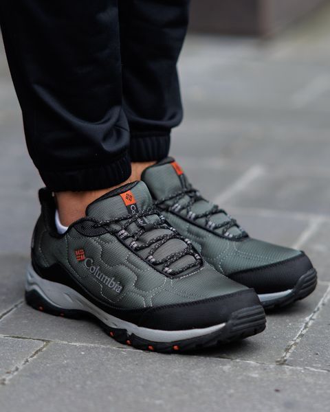Мужcкие зимние кроссовки Columbia Firecamp Fleece Gore-Tex Black Green Grey хаки Коламбия Гортекс Флис Pow-CL023 2 фото