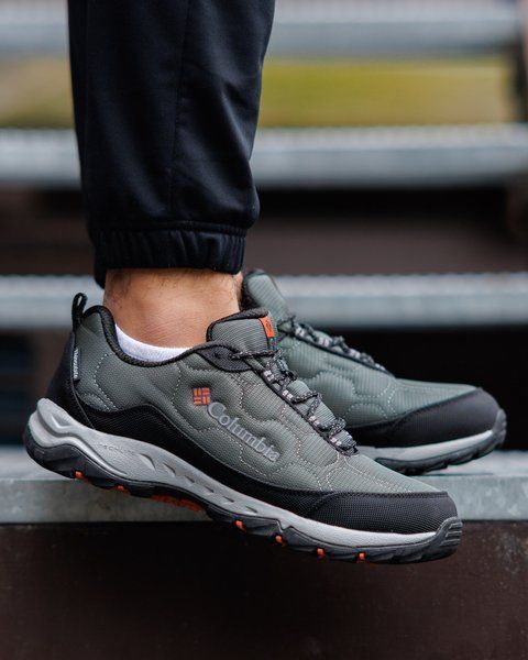 Мужcкие зимние кроссовки Columbia Firecamp Fleece Gore-Tex Black Green Grey хаки Коламбия Гортекс Флис Pow-CL023 2 фото