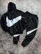 Чоловічий зимовий спортивний костюм Nike Big Swoosh чорний Комплект Найк Худі Штани з капюшоном Univer-84 фото 1