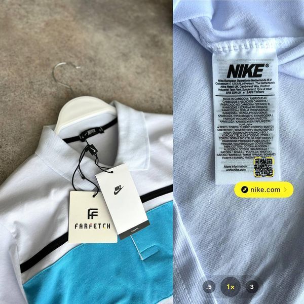 Мужская футболка Поло Nike белая с голубым хлопковая Тенниска Найк Моло-91-3 фото