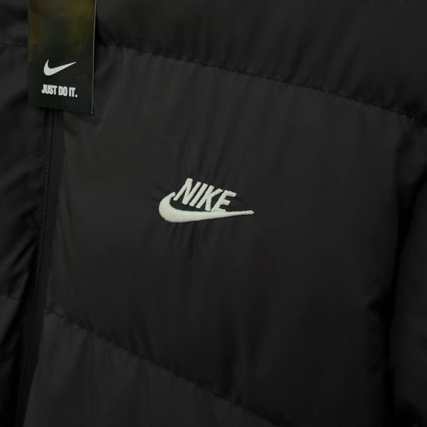 Чоловіча зимова двостороння куртка Nike Big Swoosh на хутрі чорна Пуховик Найк без капюшона Хар-485 2 фото