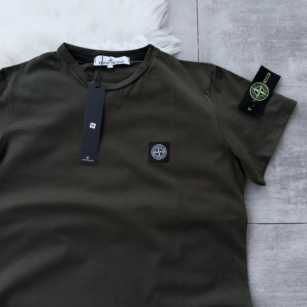 Чоловіча футболка Stone Island хакі з патчем Теніска Стон Айленд Мой-128|Хар-845 (коп2) фото