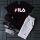 Чоловічий літній костюм Fila Футболка Шорти Кепка Барсетка чорний із сірим комплектом Філа Ow-160 фото 1