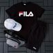 Чоловічий літній костюм Fila Футболка Шорти Кепка Барсетка чорний із сірим комплектом Філа Ow-160 фото 2