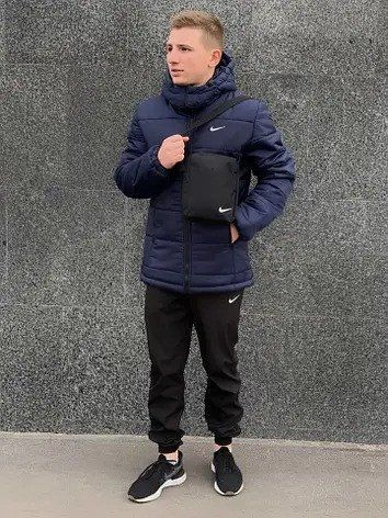 Чоловіча зимова куртка Nike + штани + барсетка + рукавички в подарунок ⁇ Чоловічий спортивний костюм зимовий Найк Intr-1592393827 фото