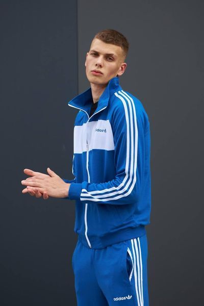 Мужской спортивный костюм Adidas без капюшона синий Комплект Адидас Кофта Штаны Хар-239 2 фото