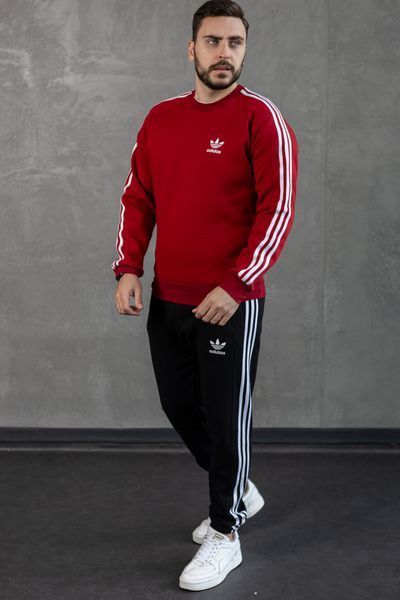 Мужской зимний спортивный костюм Adidas с лампасами красный Комплект Адидас без капюшона Хар-321 фото