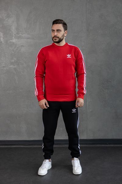 Мужской зимний спортивный костюм Adidas с лампасами красный Комплект Адидас без капюшона Хар-321 фото