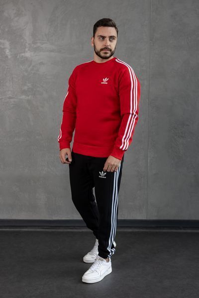 Мужской зимний спортивный костюм Adidas с лампасами красный Комплект Адидас без капюшона Хар-321 фото