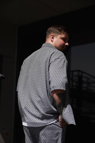 Мужской летний оверсайз костюм рубашка и шорты серый Sane-sa3 фото