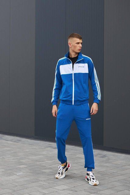 Мужской спортивный костюм Adidas без капюшона синий Комплект Адидас Кофта Штаны Хар-239 2 фото