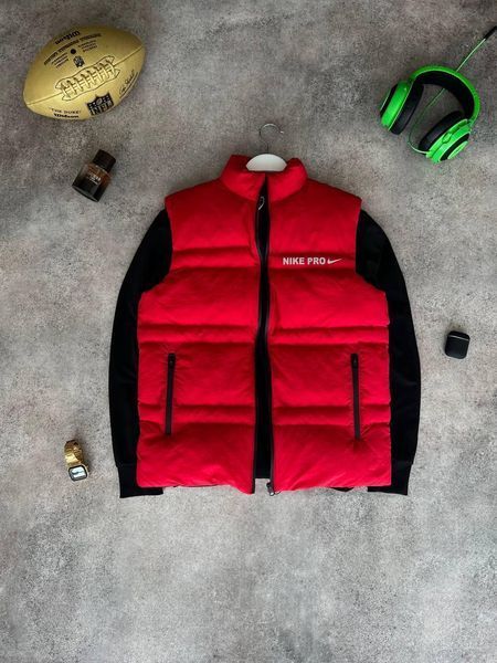 Мужская жилетка Nike красная Безрукавка Найк без капюшона Моло-72-PC фото