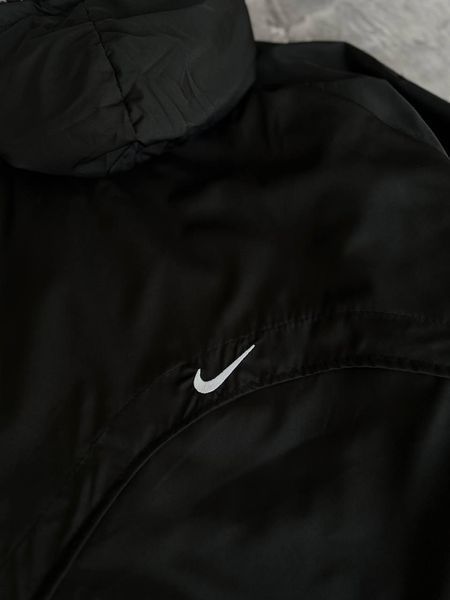 Мужской анорак Nike плюшевый двусторонний с капюшоном черный Ветровка Найк демисезонная Моло-55-101 фото