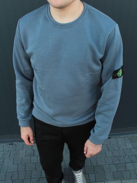 Мужской свитшот Stone Island хаки Кофта без капюшона Стон Айленд с патчем HOT-46 фото