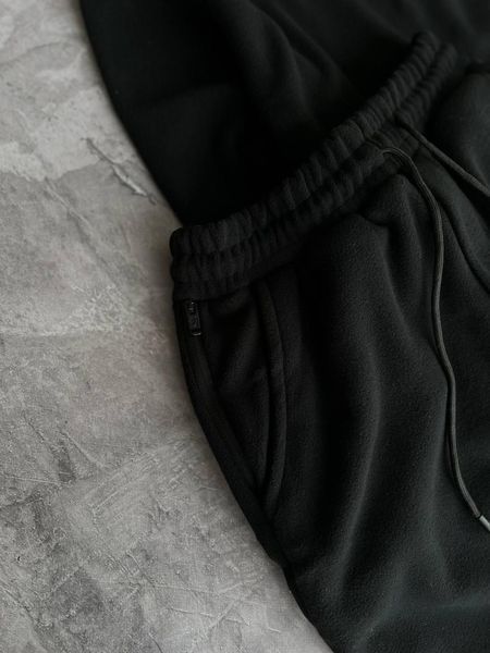 Чоловічий зимовий спортивний костюм Nike оверсайз чорний Комплект Найк без капюшона плюшевий Моло-7R-1 фото