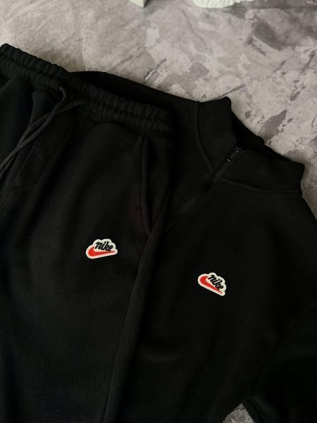 Чоловічий зимовий спортивний костюм Nike оверсайз чорний Комплект Найк без капюшона плюшевий Моло-7R-1 фото
