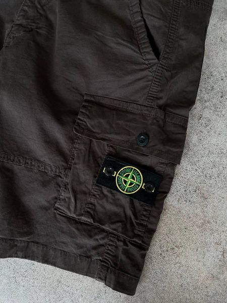 Чоловічі шорти карго Stone Island чорні Бриджі Стон Айленд з кишенями моло-ST60 фото