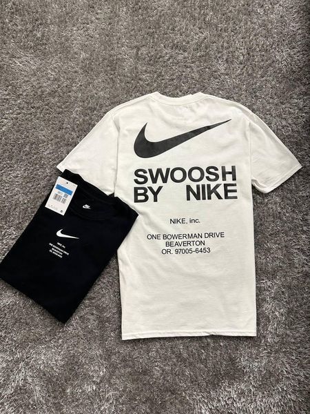 Мужская футболка Nike Big Swoosh черная хлопковая Тенниска Найк Биг Свуш Ads-661 фото