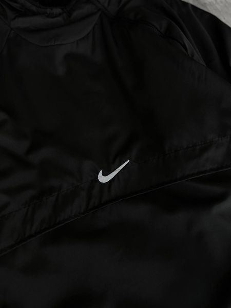 Мужской анорак Nike плюшевый двусторонний с капюшоном черный Ветровка Найк демисезонная Моло-55-101 фото