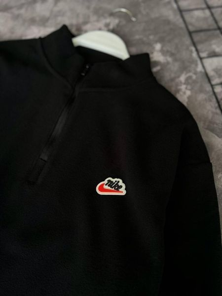Чоловічий зимовий спортивний костюм Nike оверсайз чорний Комплект Найк без капюшона плюшевий Моло-7R-1 фото