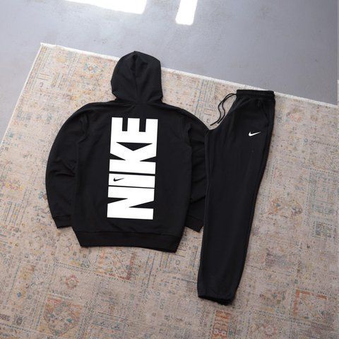 Мужской спортивный костюм Nike черный с капюшоном Комплект Худи Штаны Найк Ads-390 фото