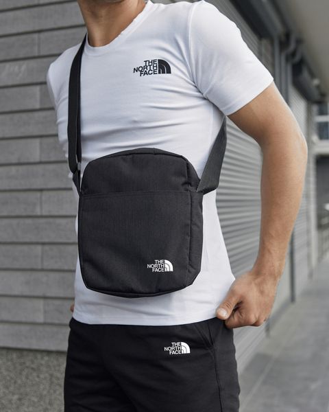 Чоловічий літній костюм The North Face Футболка Шорти Барсетка білий з чорний комплект ТНФ Intr-9520419171 фото