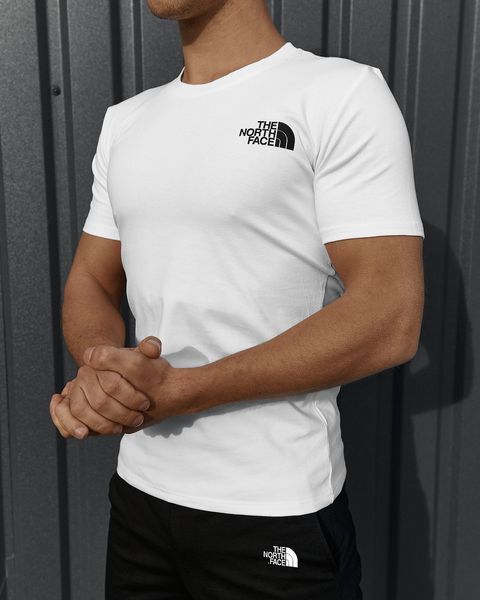 Чоловічий літній костюм The North Face Футболка Шорти Барсетка білий з чорний комплект ТНФ Intr-9520419171 фото