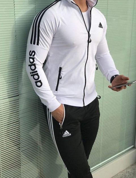 Чоловічий спортивний костюм Adidas білий Комплект Адідас Кофта на змійці Штани Seas-8 фото