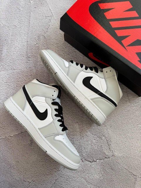 Мужские кроссовки Nike Air Jordan серые Найк Джордан кожаные Arm-A064 (коп1) фото