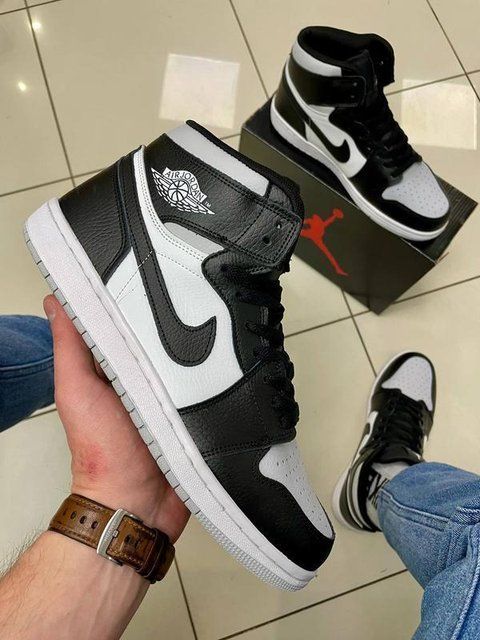 Мужские кроссовки Nike Air Jordan 1 черные Найк Джордан кожаные Arm-A033 (коп1) фото