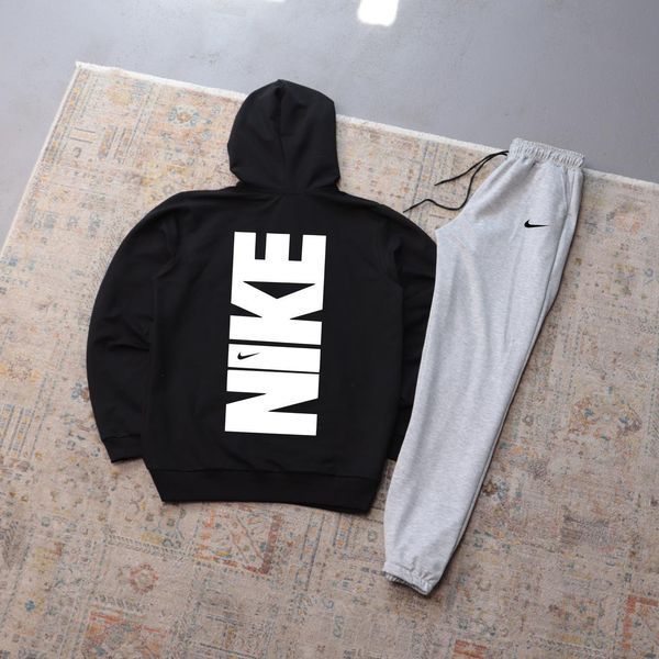 Мужской спортивный костюм Nike черный с капюшоном Комплект Худи Штаны Найк Ads-390 фото