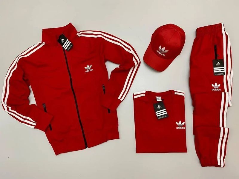 Чоловічий костюм Adidas 4в1 чорний Комплект Адідас Кофта на змійці Штани Футболка Кепка Мой-55 1 фото
