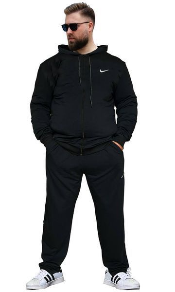 Чоловічий спортивний костюм Nike Батал з капюшоном синій Комплект Найк Великі розміри univer-11 фото