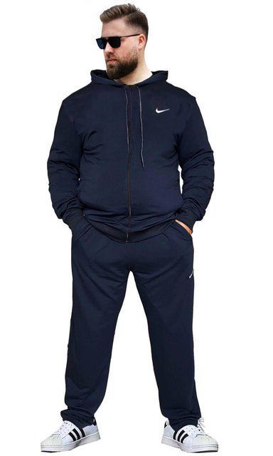 Мужской спортивный костюм Nike Батал с капюшоном синий Комплект на молнии Большие размеры univer-11 фото