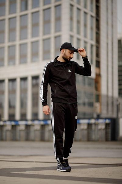 Чоловічий спортивний костюм Adidas чорний Комплект Адідас Кофта на змійці Штани Мой-51 3 фото
