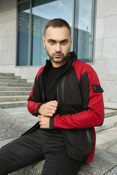 Чоловіча куртка із Soft Shell без капюшона чорна з червоним Intr-1589542163 фото