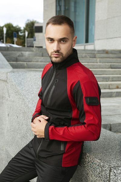 Чоловіча куртка із Soft Shell без капюшона чорна з червоним Intr-1589542163 фото