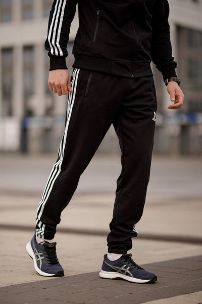 Чоловічий спортивний костюм Adidas чорний Комплект Адідас Кофта на змійці Штани Мой-51 3 фото