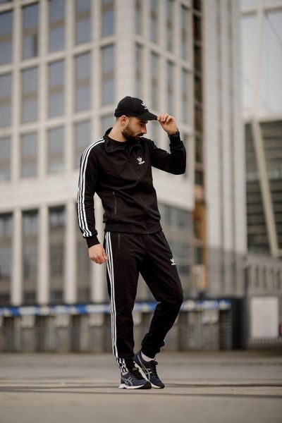 Чоловічий спортивний костюм Adidas чорний Комплект Адідас Кофта на змійці Штани Мой-51 3 фото