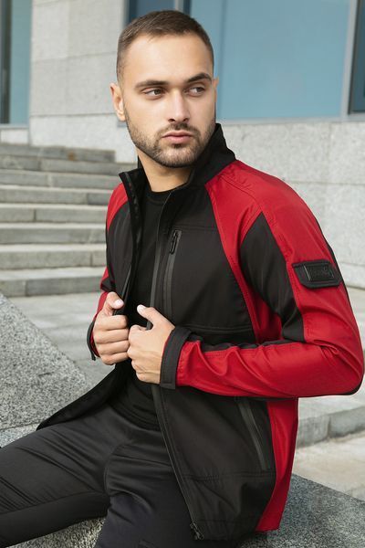 Чоловіча куртка із Soft Shell без капюшона чорна з червоним Intr-1589542163 фото