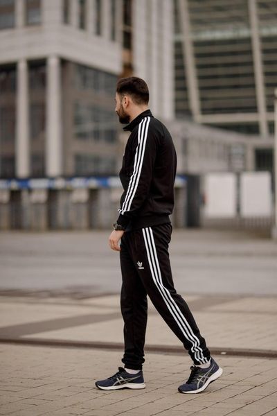 Чоловічий спортивний костюм Adidas чорний Комплект Адідас Кофта на змійці Штани Мой-51 3 фото
