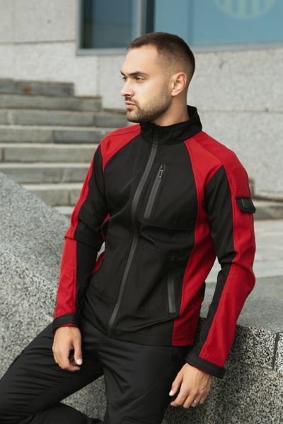 Чоловіча куртка із Soft Shell без капюшона чорна з червоним Intr-1589542163 фото