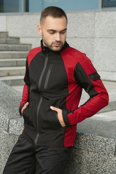 Чоловіча куртка із Soft Shell без капюшона чорна з червоним Intr-1589542163 фото