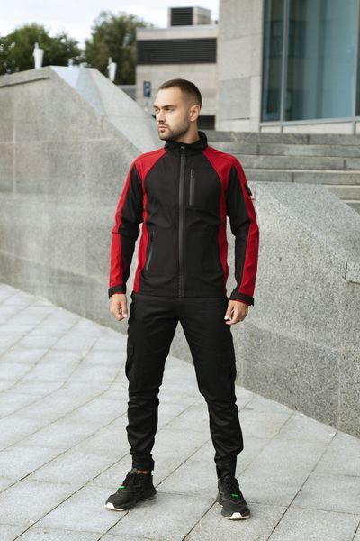 Чоловіча куртка із Soft Shell без капюшона чорна з червоним Intr-1589542163 фото