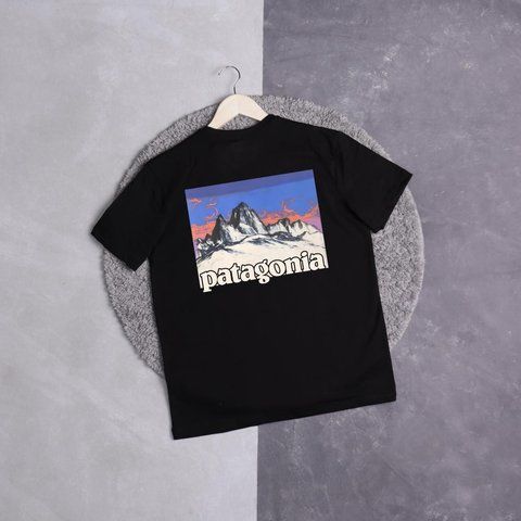 Чоловіча футболка Patagonia чорна бавовняна Теніска Патагонія Ads-330 фото