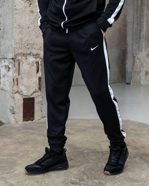 Мужской спортивный костюм Nike с лампасами черный Комплект Найк Кофта на змейке Штаны из дайвинга Sta-271 фото