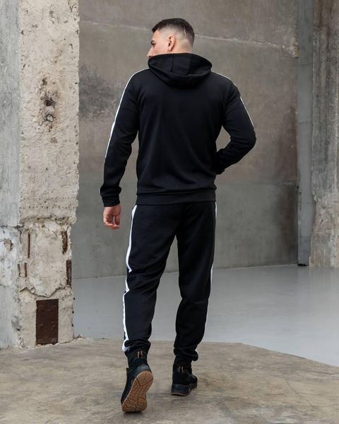 Мужской спортивный костюм Nike с лампасами черный Комплект Найк Кофта на змейке Штаны из дайвинга Sta-271 фото